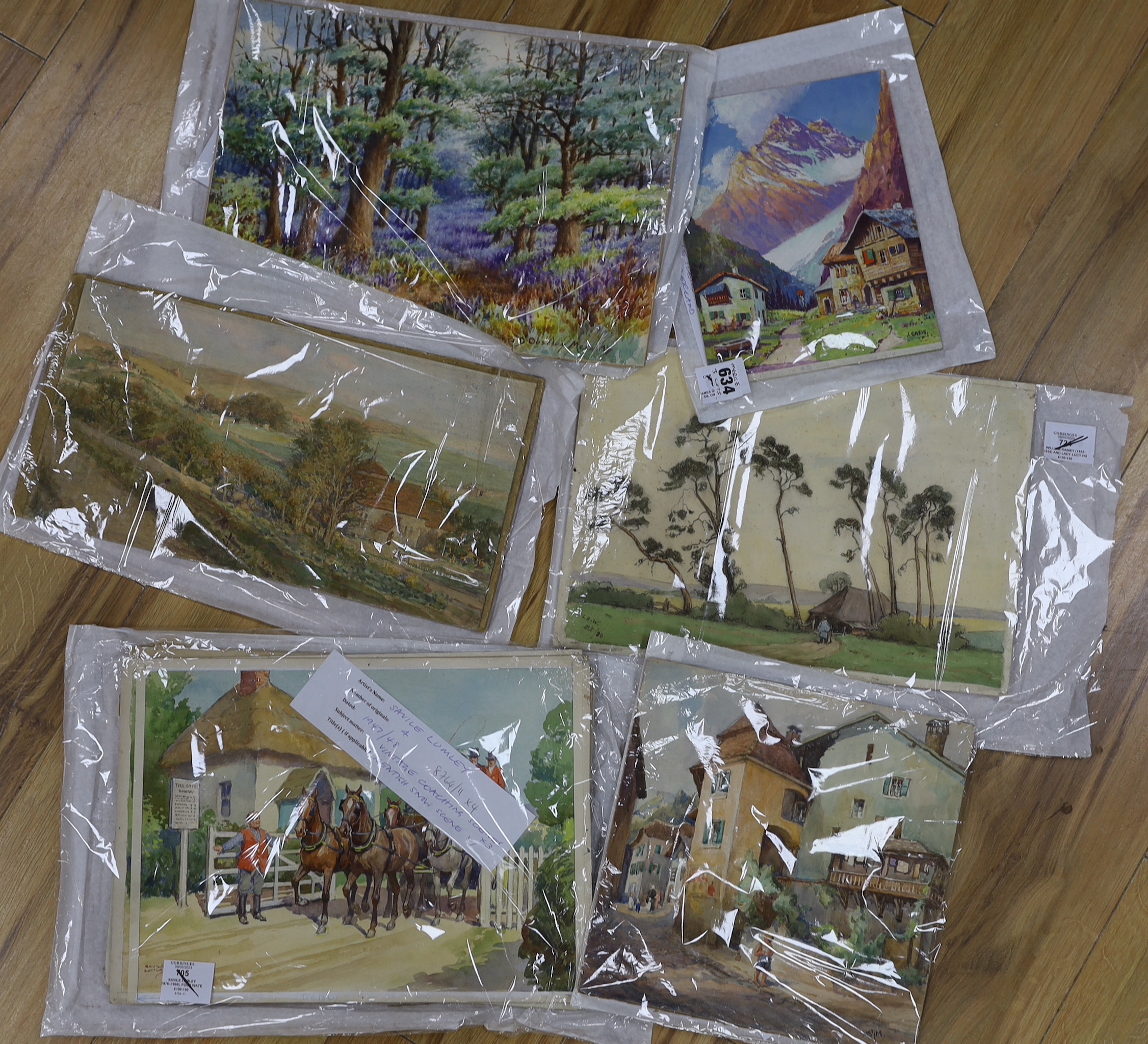 Kevin Pearsh (born 1951), pair of coloured conté crayon drawings, Australian landscapes, signed and dated '78, 30 x 41cm